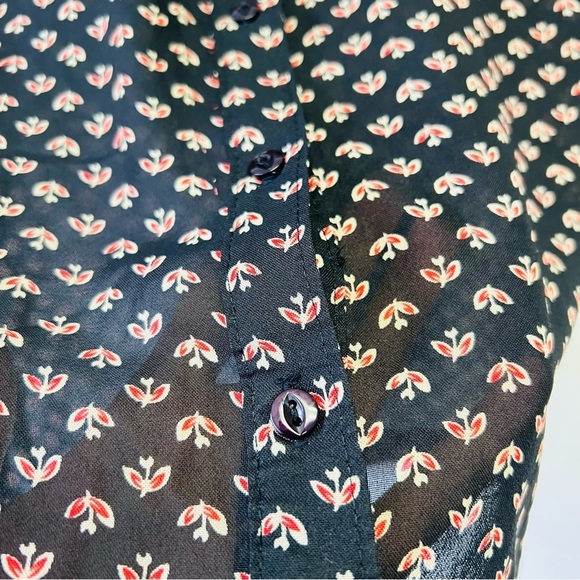 Vintage Western Sheer Black and Red Blouse - Picture 4 of 9